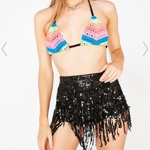 Elsie & Fred Black Sequin Hot Pants Rave Shorts